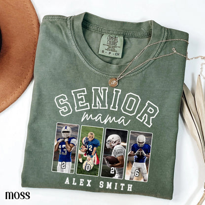 Custom 2026 Senior Football Mom Shirt Custom Football Player Photo Shirt High School Graduation Mothers Day Mama Shirt Name Senior Night Tee