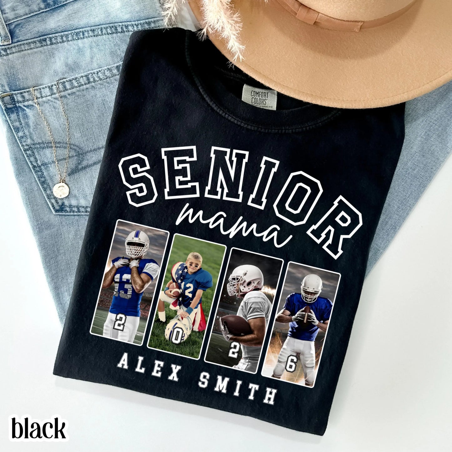 Custom 2026 Senior Football Mom Shirt Custom Football Player Photo Shirt High School Graduation Mothers Day Mama Shirt Name Senior Night Tee