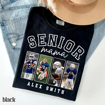 Custom 2026 Senior Football Mom Shirt Custom Football Player Photo Shirt High School Graduation Mothers Day Mama Shirt Name Senior Night Tee