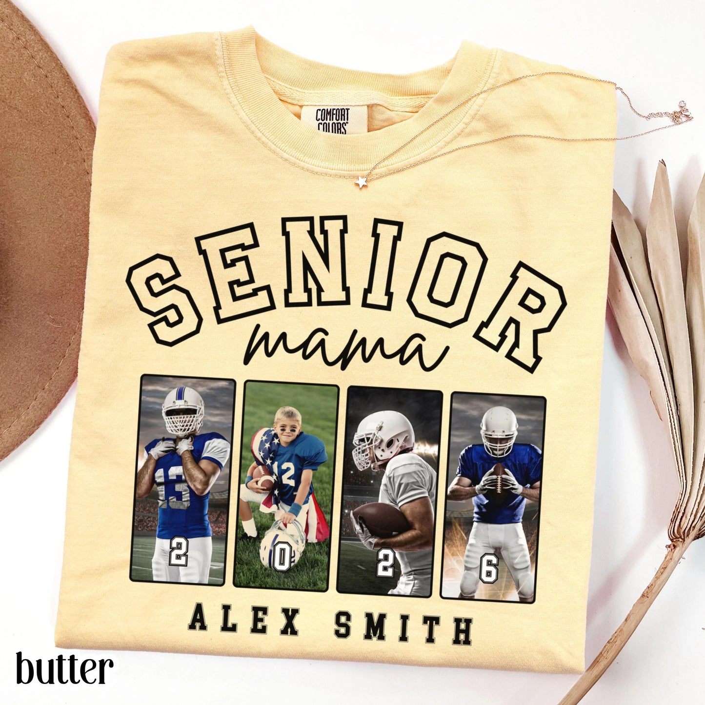 Custom 2026 Senior Football Mom Shirt Custom Football Player Photo Shirt High School Graduation Mothers Day Mama Shirt Name Senior Night Tee