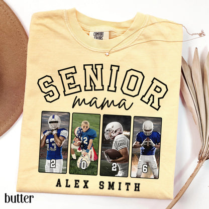 Custom 2026 Senior Football Mom Shirt Custom Football Player Photo Shirt High School Graduation Mothers Day Mama Shirt Name Senior Night Tee