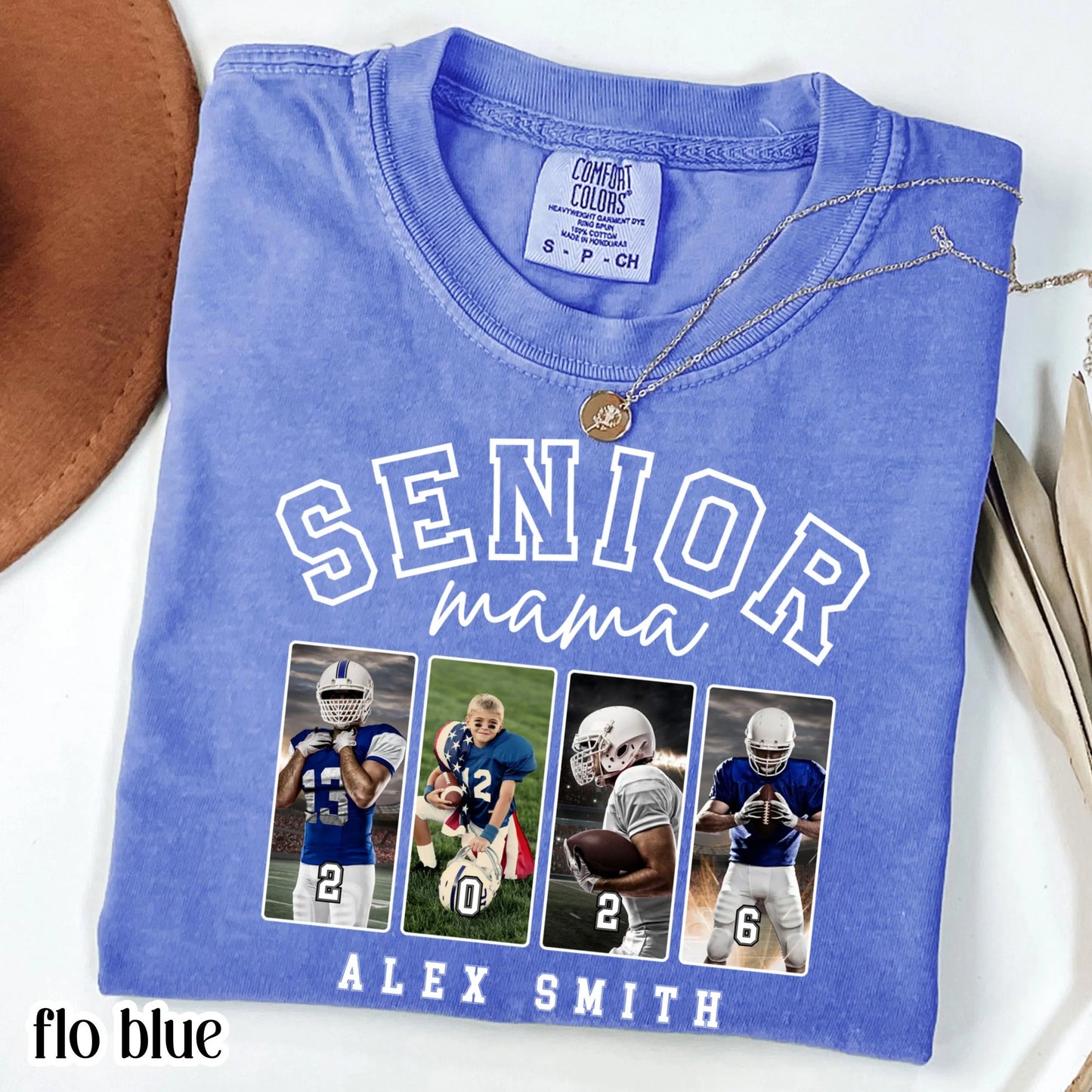 Custom 2026 Senior Football Mom Shirt Custom Football Player Photo Shirt High School Graduation Mothers Day Mama Shirt Name Senior Night Tee