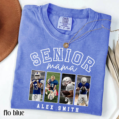 Custom 2026 Senior Football Mom Shirt Custom Football Player Photo Shirt High School Graduation Mothers Day Mama Shirt Name Senior Night Tee