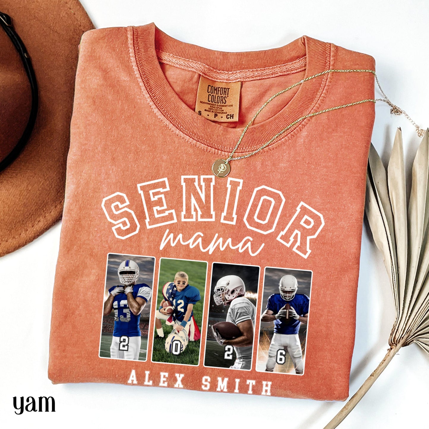 Custom 2026 Senior Football Mom Shirt Custom Football Player Photo Shirt High School Graduation Mothers Day Mama Shirt Name Senior Night Tee