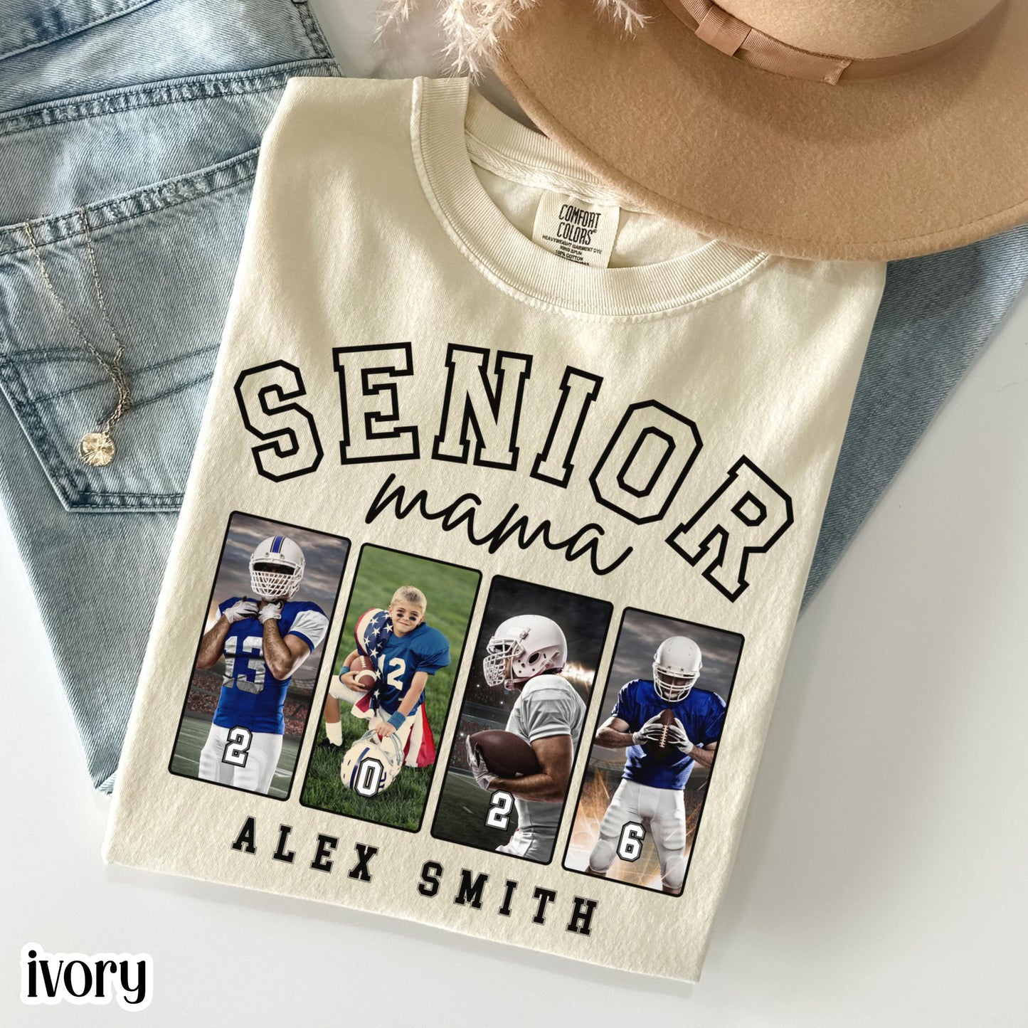 Custom 2026 Senior Football Mom Shirt Custom Football Player Photo Shirt High School Graduation Mothers Day Mama Shirt Name Senior Night Tee