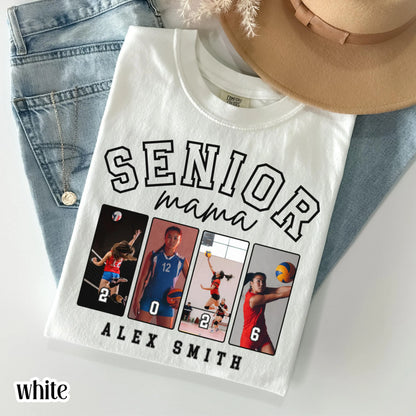 Custom Senior Volleyball Mom Shirt 2026 Volleyball Player Photo Shirt High School Graduation Mothers Day Mama Shirt Name Senior Night Tee