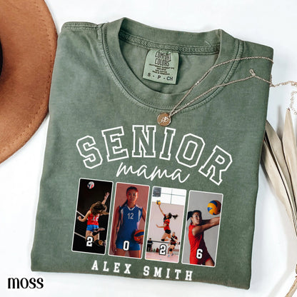 Custom Senior Volleyball Mom Shirt 2026 Volleyball Player Photo Shirt High School Graduation Mothers Day Mama Shirt Name Senior Night Tee