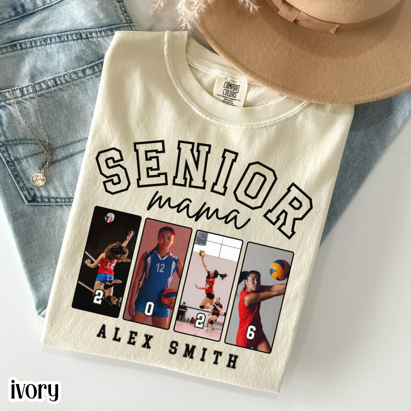 Custom Senior Volleyball Mom Shirt 2026 Volleyball Player Photo Shirt High School Graduation Mothers Day Mama Shirt Name Senior Night Tee