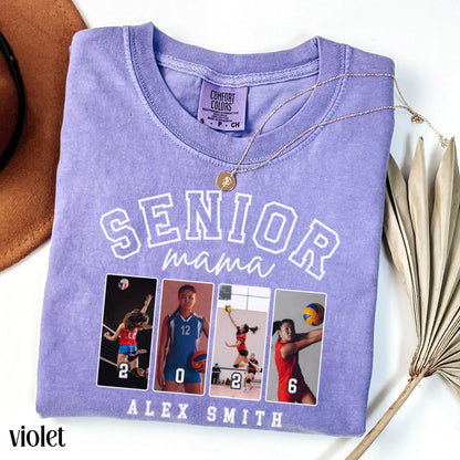 Custom Senior Volleyball Mom Shirt 2026 Volleyball Player Photo Shirt High School Graduation Mothers Day Mama Shirt Name Senior Night Tee