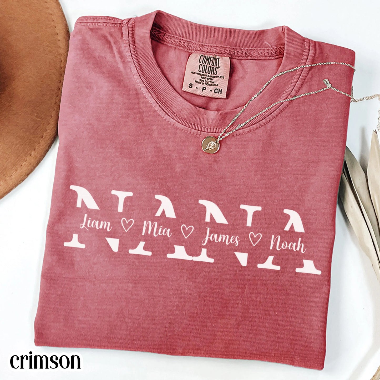 Custom Nana Comfort Colors Shirt with Grandkids Names Mothers Day Gift for Nana from Grandchildren Personalized Grandma Family T-Shirt Gift
