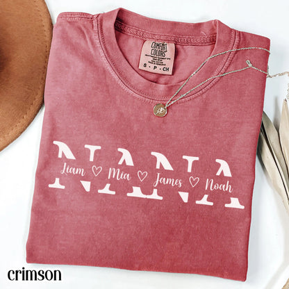 Custom Nana Comfort Colors Shirt with Grandkids Names Mothers Day Gift for Nana from Grandchildren Personalized Grandma Family T-Shirt Gift