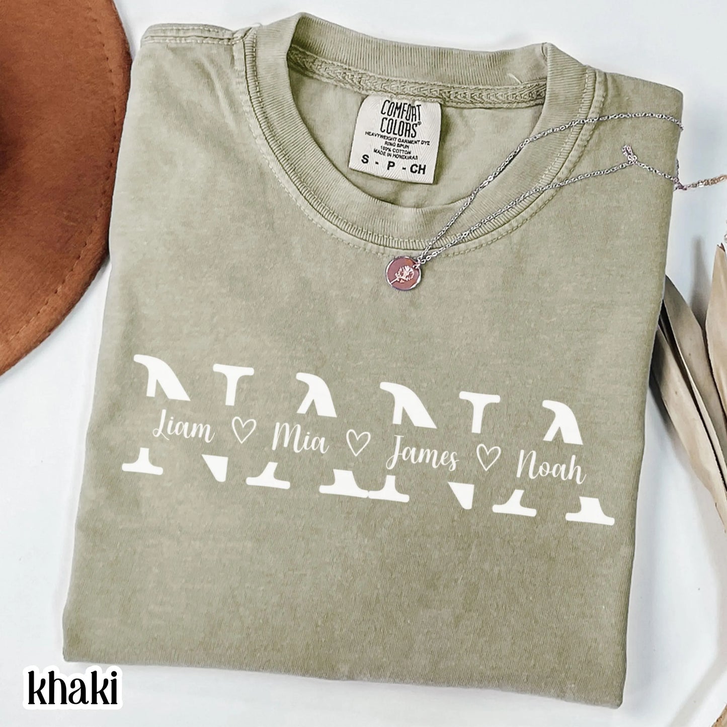 Custom Nana Comfort Colors Shirt with Grandkids Names Mothers Day Gift for Nana from Grandchildren Personalized Grandma Family T-Shirt Gift