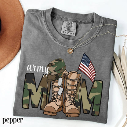 Military Mom Comfort Colors Shirt Proud Army Soldier Mama Tee Service Member Marine Mom TShirt Mother's Day Gift Air Force Gift T-Shirt