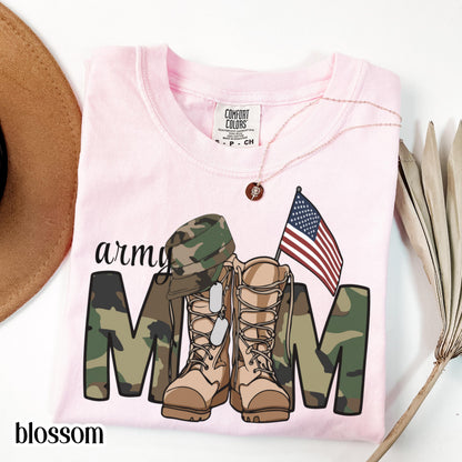Military Mom Comfort Colors Shirt Proud Army Soldier Mama Tee Service Member Marine Mom TShirt Mother's Day Gift Air Force Gift T-Shirt