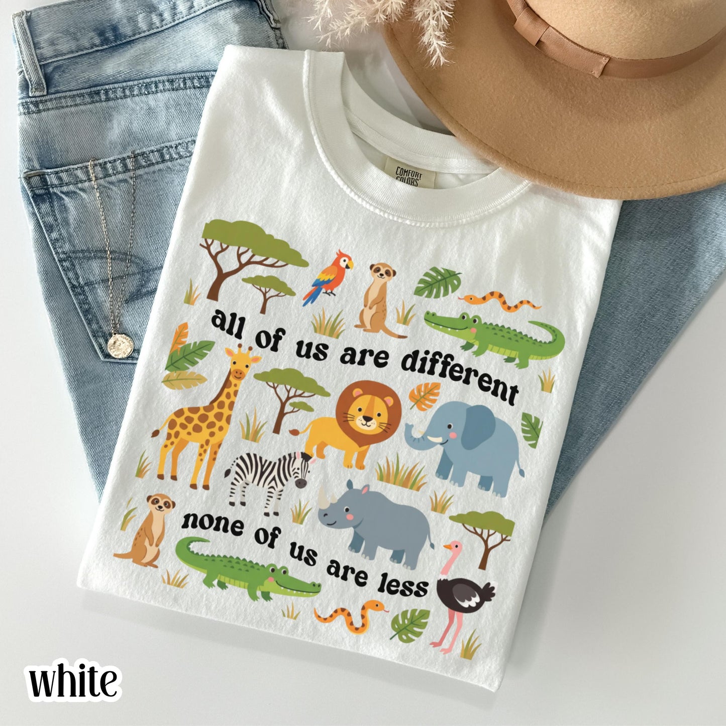 Autism Awareness Comfort Colors Shirt Neurodiversity Inclusion TShirt Special Education Teacher Tee Safari Jungle Animal Diversity T-Shirt