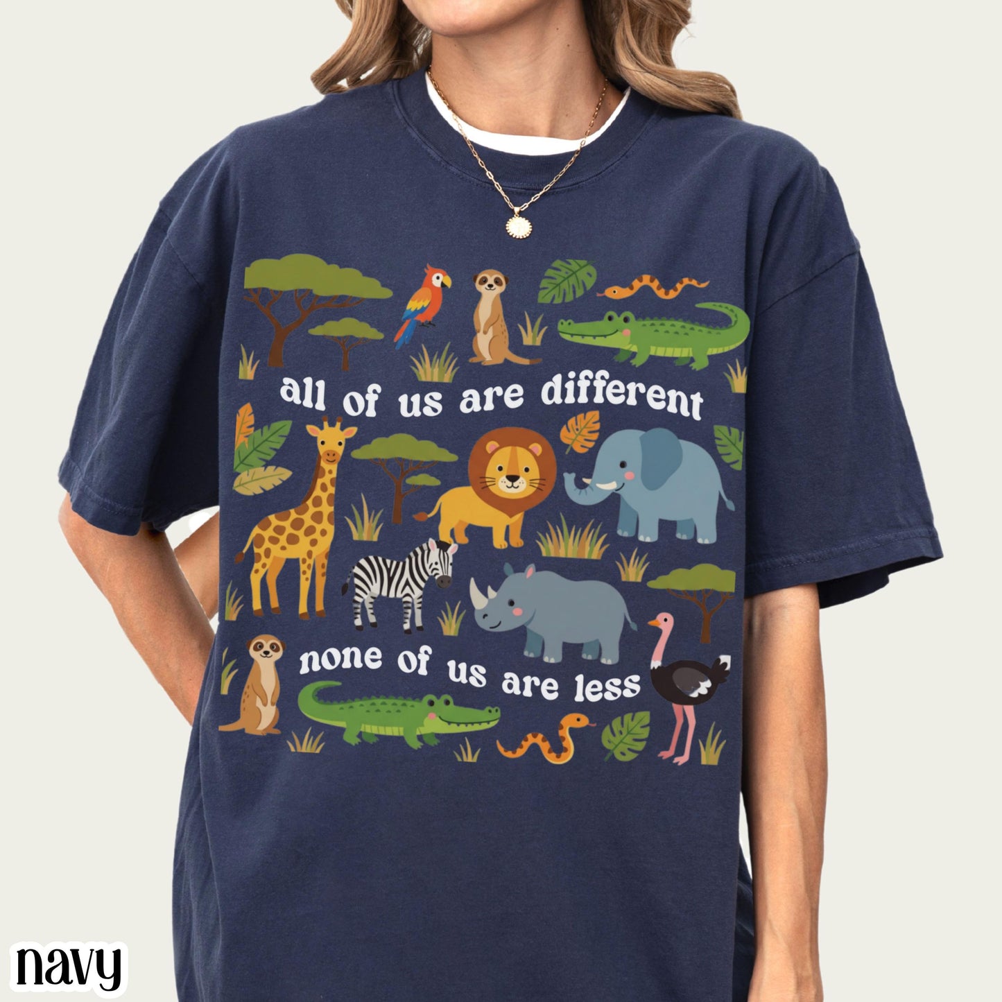 Autism Awareness Comfort Colors Shirt Neurodiversity Inclusion TShirt Special Education Teacher Tee Safari Jungle Animal Diversity T-Shirt