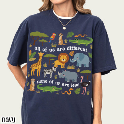Autism Awareness Comfort Colors Shirt Neurodiversity Inclusion TShirt Special Education Teacher Tee Safari Jungle Animal Diversity T-Shirt