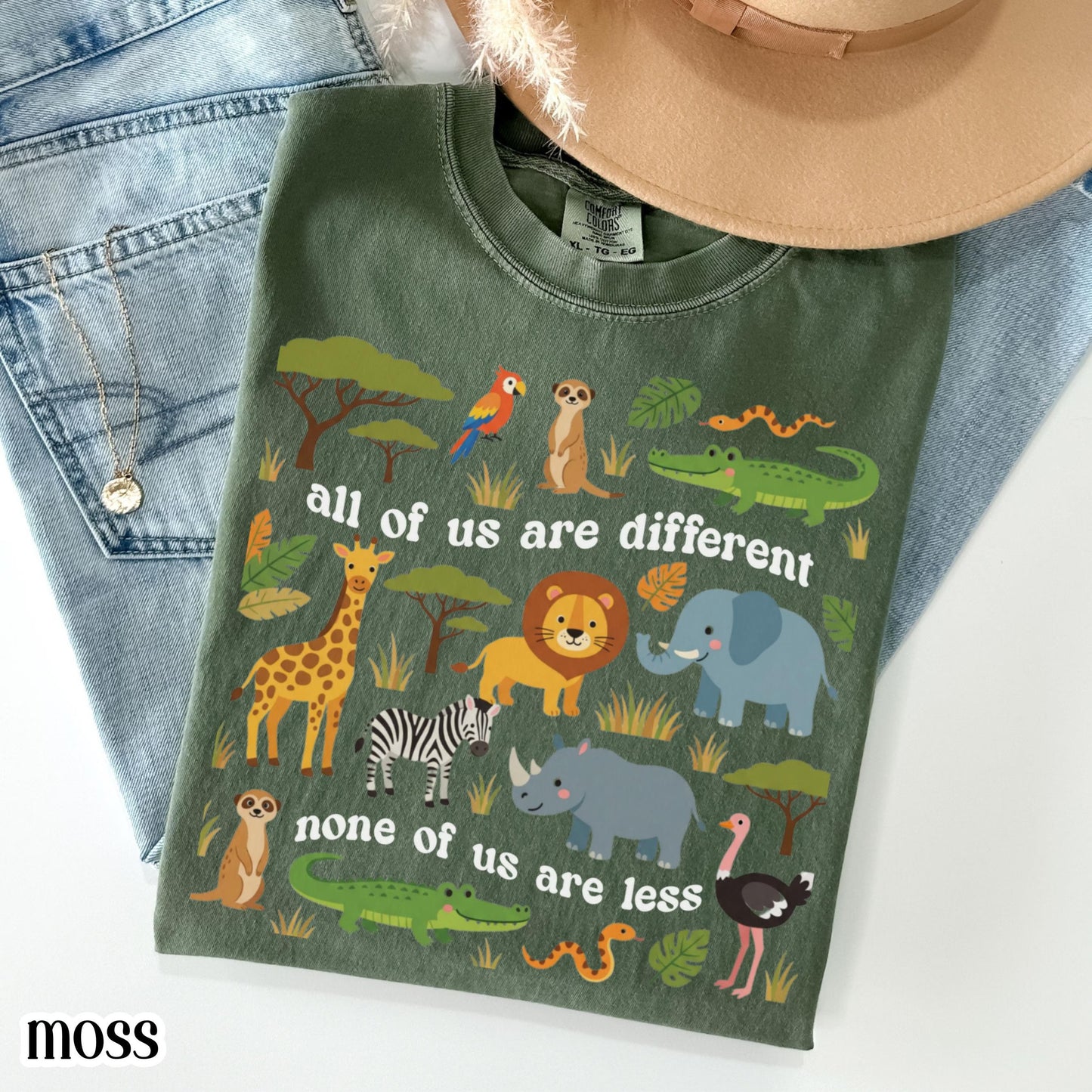 Autism Awareness Comfort Colors Shirt Neurodiversity Inclusion TShirt Special Education Teacher Tee Safari Jungle Animal Diversity T-Shirt
