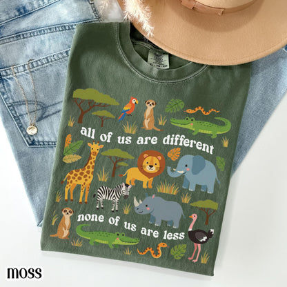 Autism Awareness Comfort Colors Shirt Neurodiversity Inclusion TShirt Special Education Teacher Tee Safari Jungle Animal Diversity T-Shirt