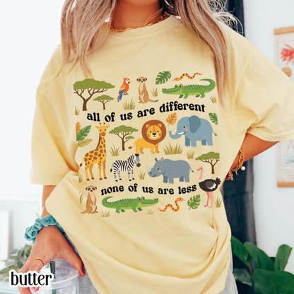 Autism Awareness Comfort Colors Shirt Neurodiversity Inclusion TShirt Special Education Teacher Tee Safari Jungle Animal Diversity T-Shirt