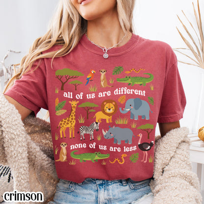 Autism Awareness Comfort Colors Shirt Neurodiversity Inclusion TShirt Special Education Teacher Tee Safari Jungle Animal Diversity T-Shirt