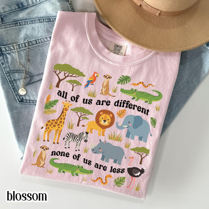 Autism Awareness Comfort Colors Shirt Neurodiversity Inclusion TShirt Special Education Teacher Tee Safari Jungle Animal Diversity T-Shirt