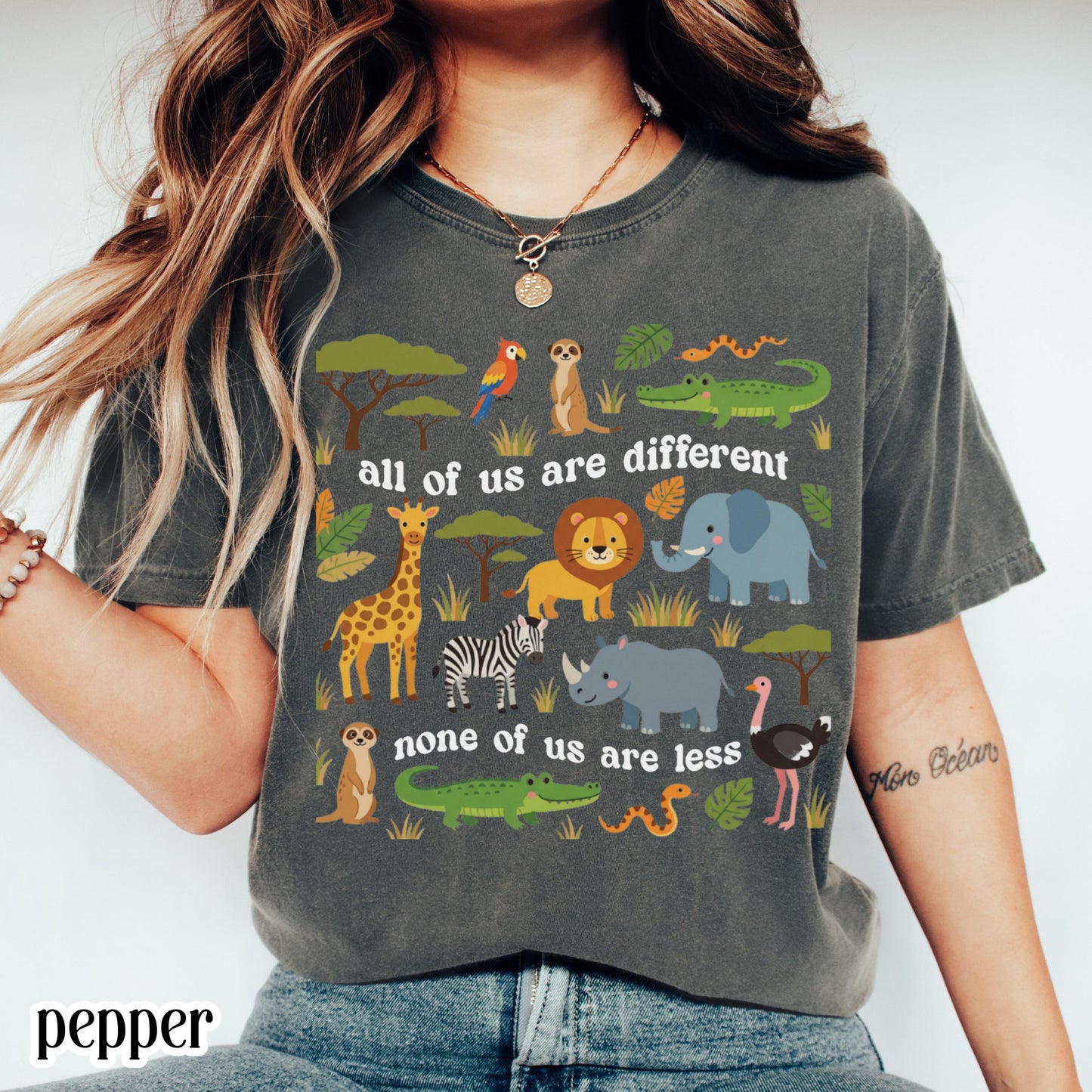 Autism Awareness Comfort Colors Shirt Neurodiversity Inclusion TShirt Special Education Teacher Tee Safari Jungle Animal Diversity T-Shirt