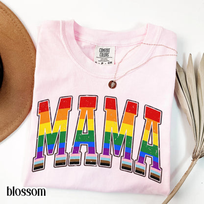 Comfort Colors LGBTQ Mama Shirt Mothers Day Gay Pride TShirt Transgender Mom Tee Gift For Mama Shirt Lesbian Flag Equality Diversity T-Shirt