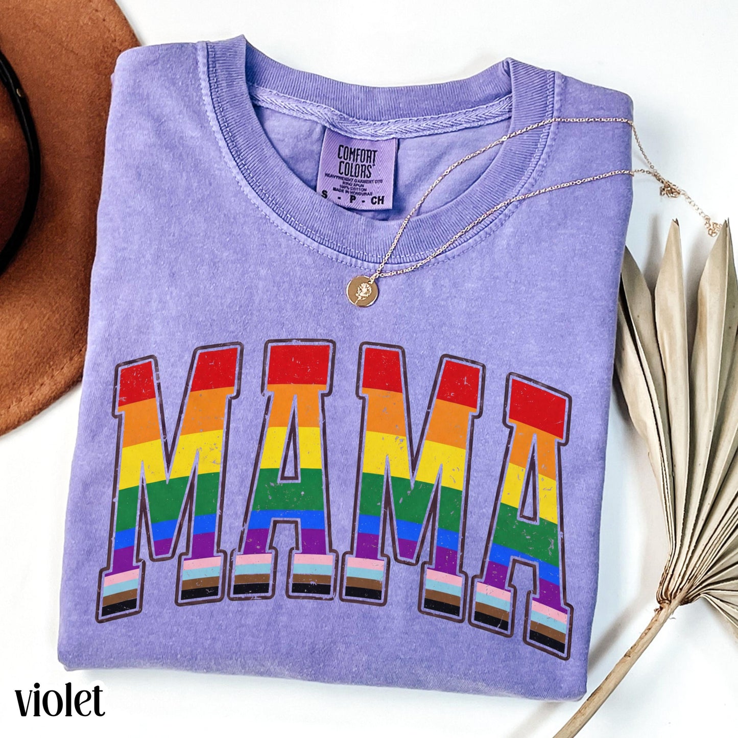 Comfort Colors LGBTQ Mama Shirt Mothers Day Gay Pride TShirt Transgender Mom Tee Gift For Mama Shirt Lesbian Flag Equality Diversity T-Shirt