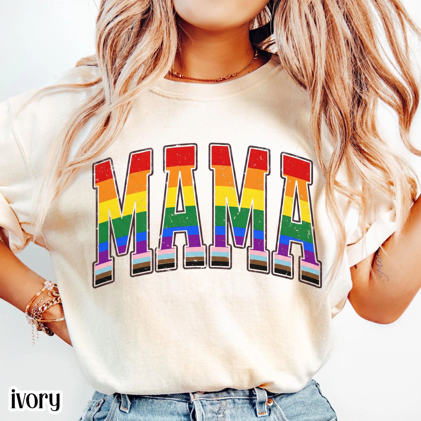 Comfort Colors LGBTQ Mama Shirt Mothers Day Gay Pride TShirt Transgender Mom Tee Gift For Mama Shirt Lesbian Flag Equality Diversity T-Shirt
