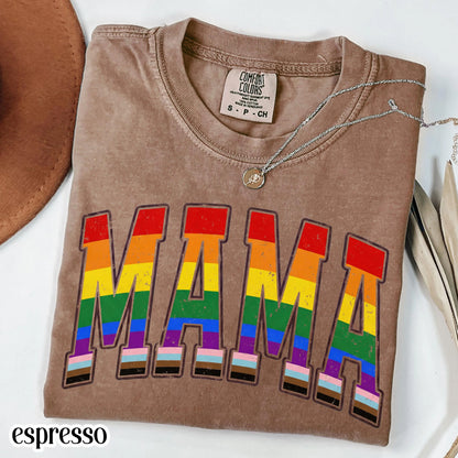 Comfort Colors LGBTQ Mama Shirt Mothers Day Gay Pride TShirt Transgender Mom Tee Gift For Mama Shirt Lesbian Flag Equality Diversity T-Shirt