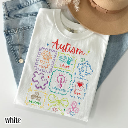 Autism Awareness Shirt Comfort Colors Tee Accept Adapt Advocate Love Educate TShirt Diversity SPED Teacher Special Education T-Shirt Gift
