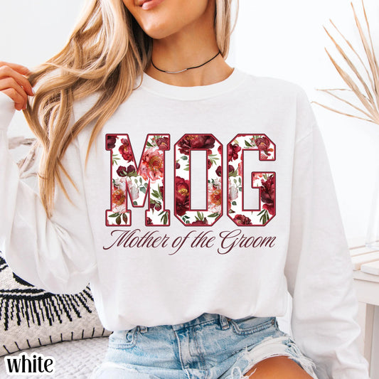 Mother of the Bride Shirt Mother of the Groom Shirt Comfort Colors Long Sleeve T-Shirt Floral Wedding Party Tee Custom Wedding Color Outfit