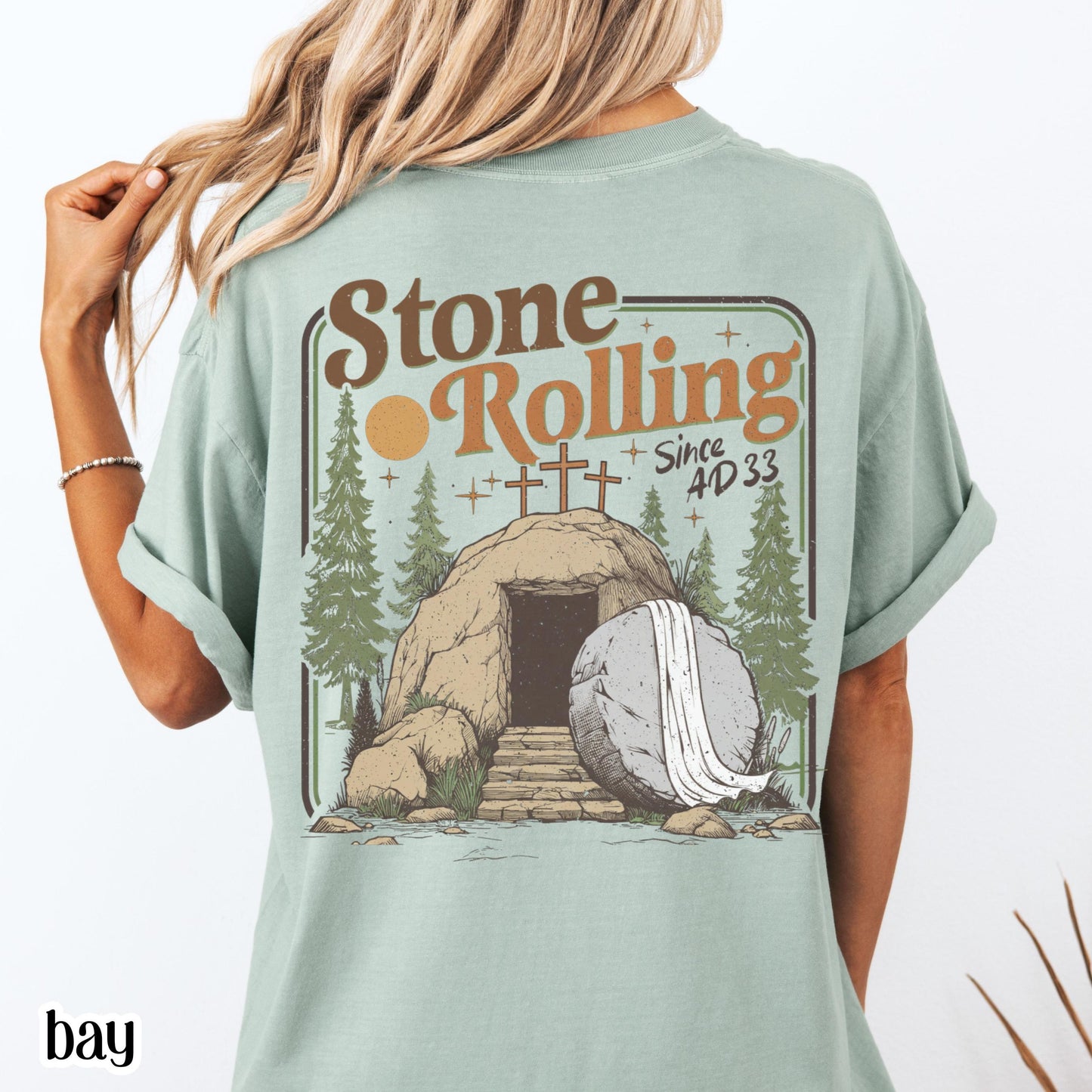Comfort Colors Rolling Christian T-Shirt, Trendy Stones Easter Clothing, Jesus Christ Shirt, Gift For Christian, Faith-Based Graphic Tee