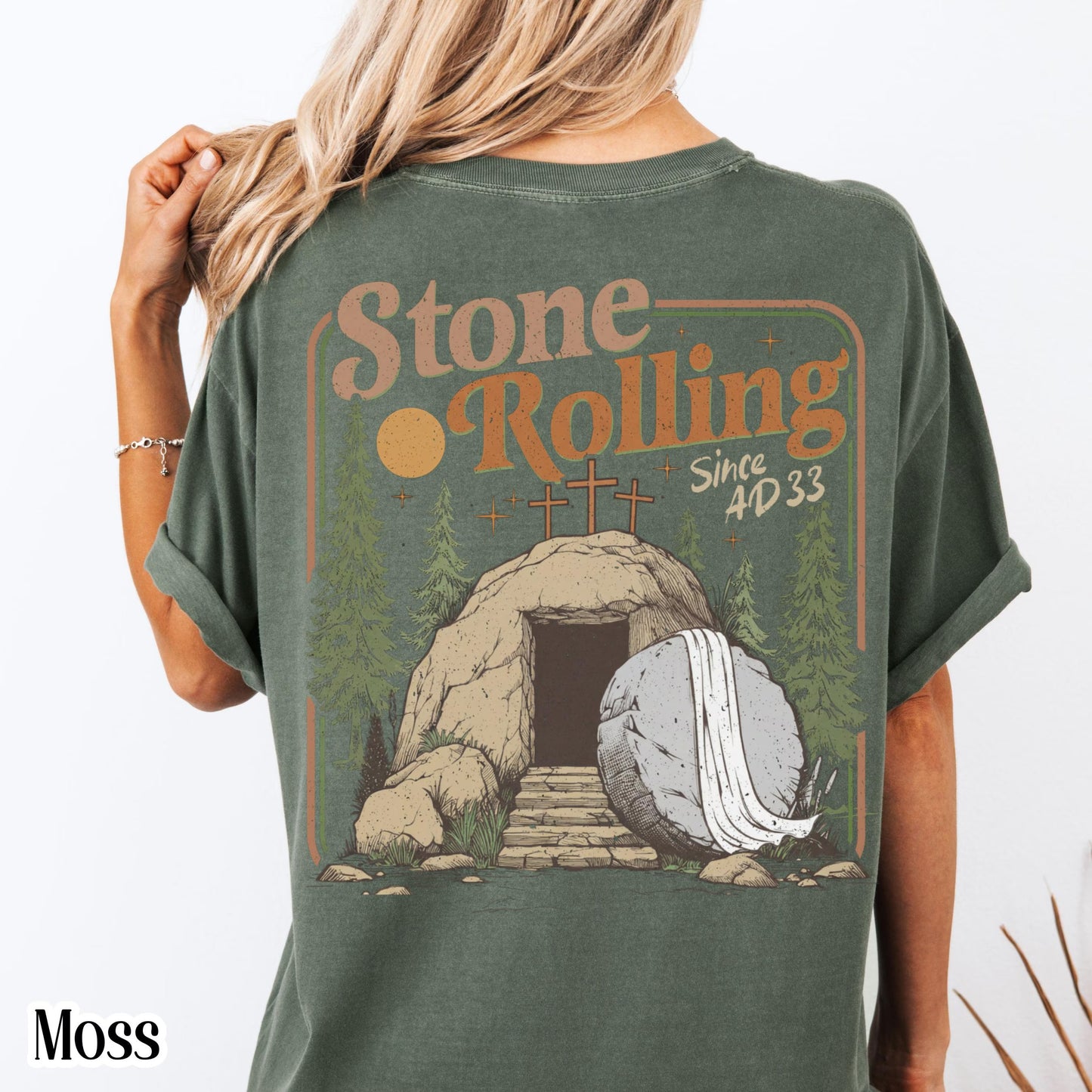 Comfort Colors Rolling Christian T-Shirt, Trendy Stones Easter Clothing, Jesus Christ Shirt, Gift For Christian, Faith-Based Graphic Tee