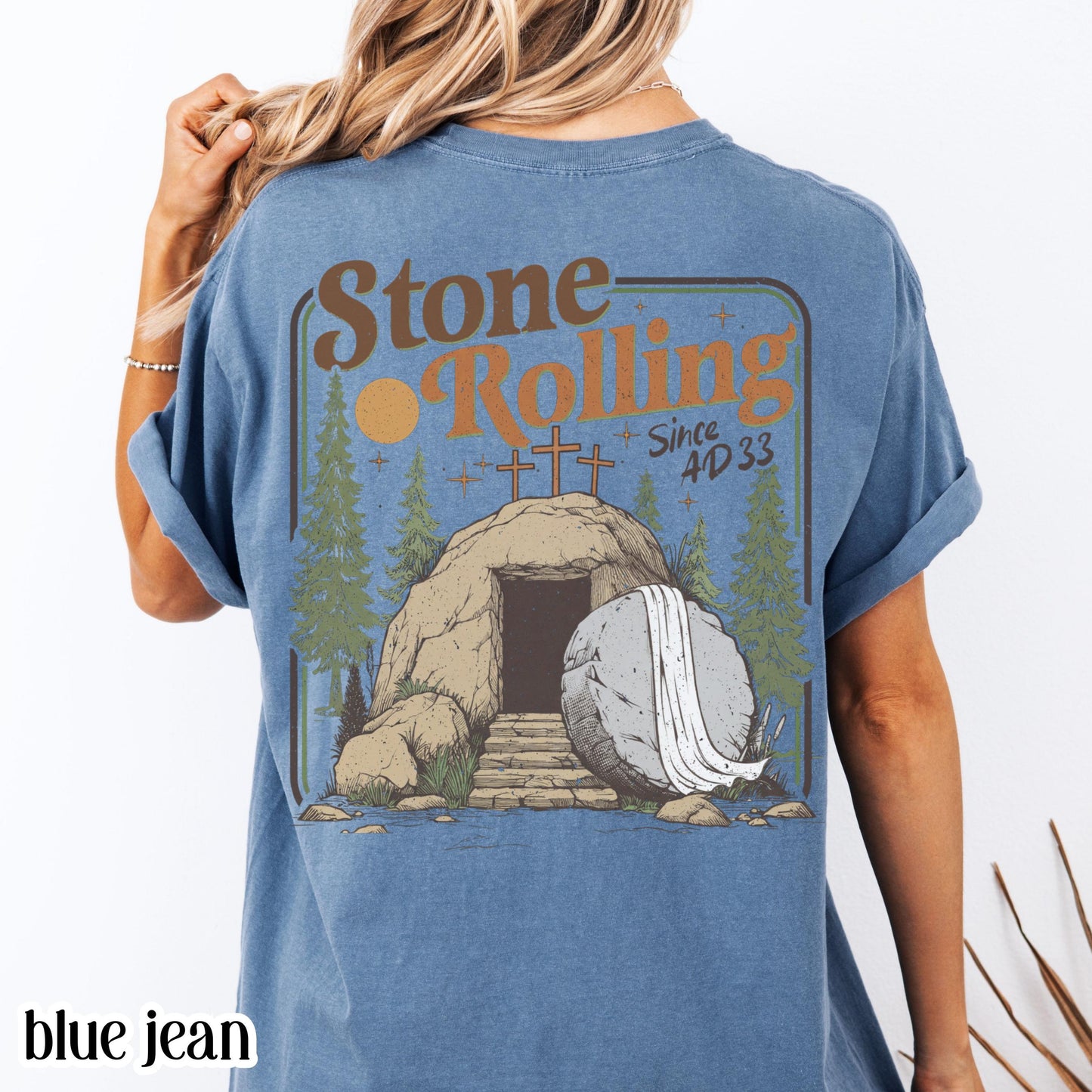 Comfort Colors Rolling Christian T-Shirt, Trendy Stones Easter Clothing, Jesus Christ Shirt, Gift For Christian, Faith-Based Graphic Tee