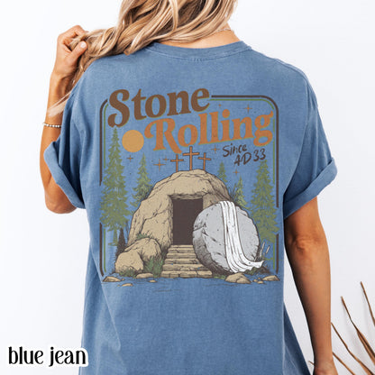 Comfort Colors Rolling Christian T-Shirt, Trendy Stones Easter Clothing, Jesus Christ Shirt, Gift For Christian, Faith-Based Graphic Tee