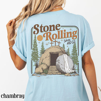 Comfort Colors Rolling Christian T-Shirt, Trendy Stones Easter Clothing, Jesus Christ Shirt, Gift For Christian, Faith-Based Graphic Tee