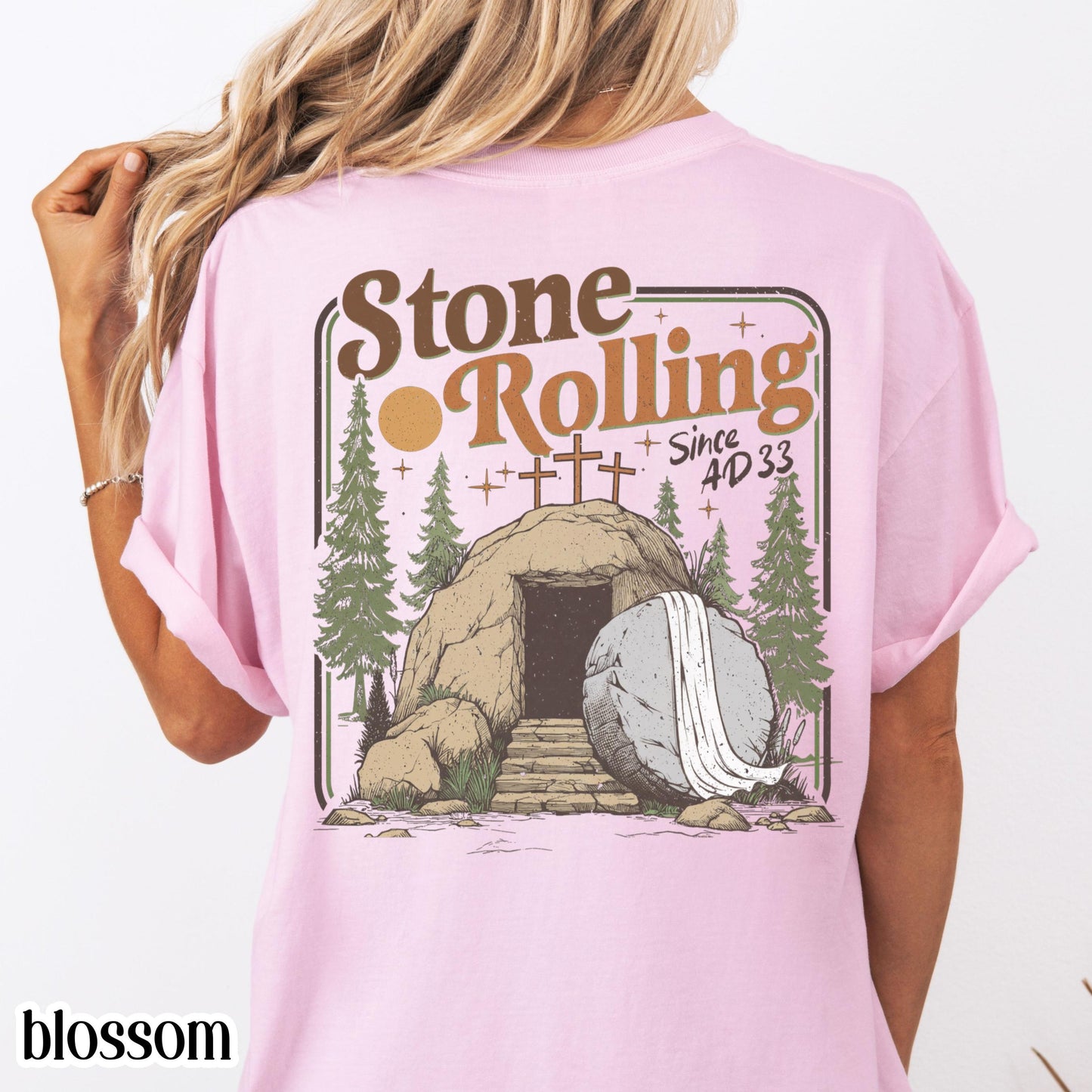 Comfort Colors Rolling Christian T-Shirt, Trendy Stones Easter Clothing, Jesus Christ Shirt, Gift For Christian, Faith-Based Graphic Tee