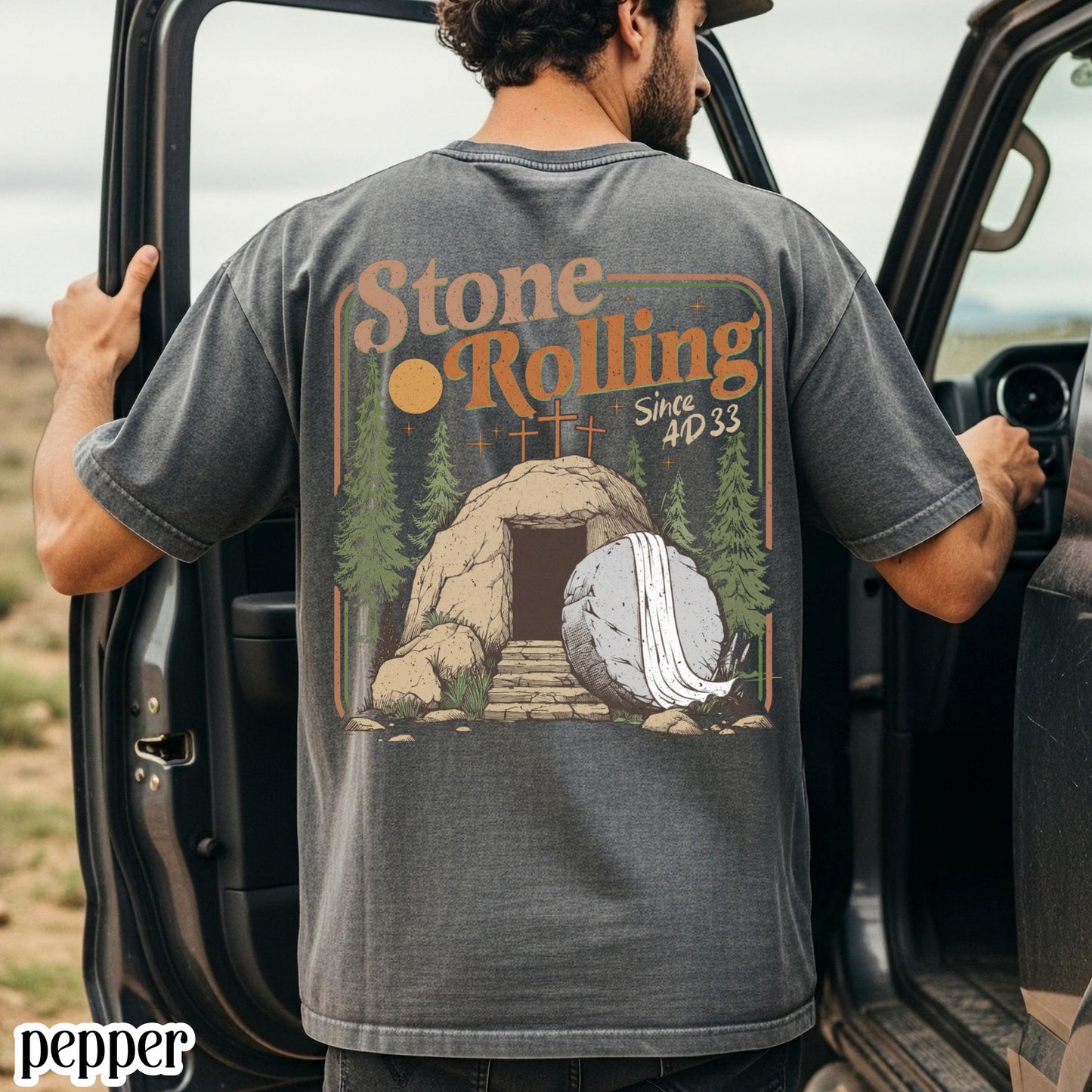 Comfort Colors Rolling Christian T-Shirt, Trendy Stones Easter Clothing, Jesus Christ Shirt, Gift For Christian, Faith-Based Graphic Tee