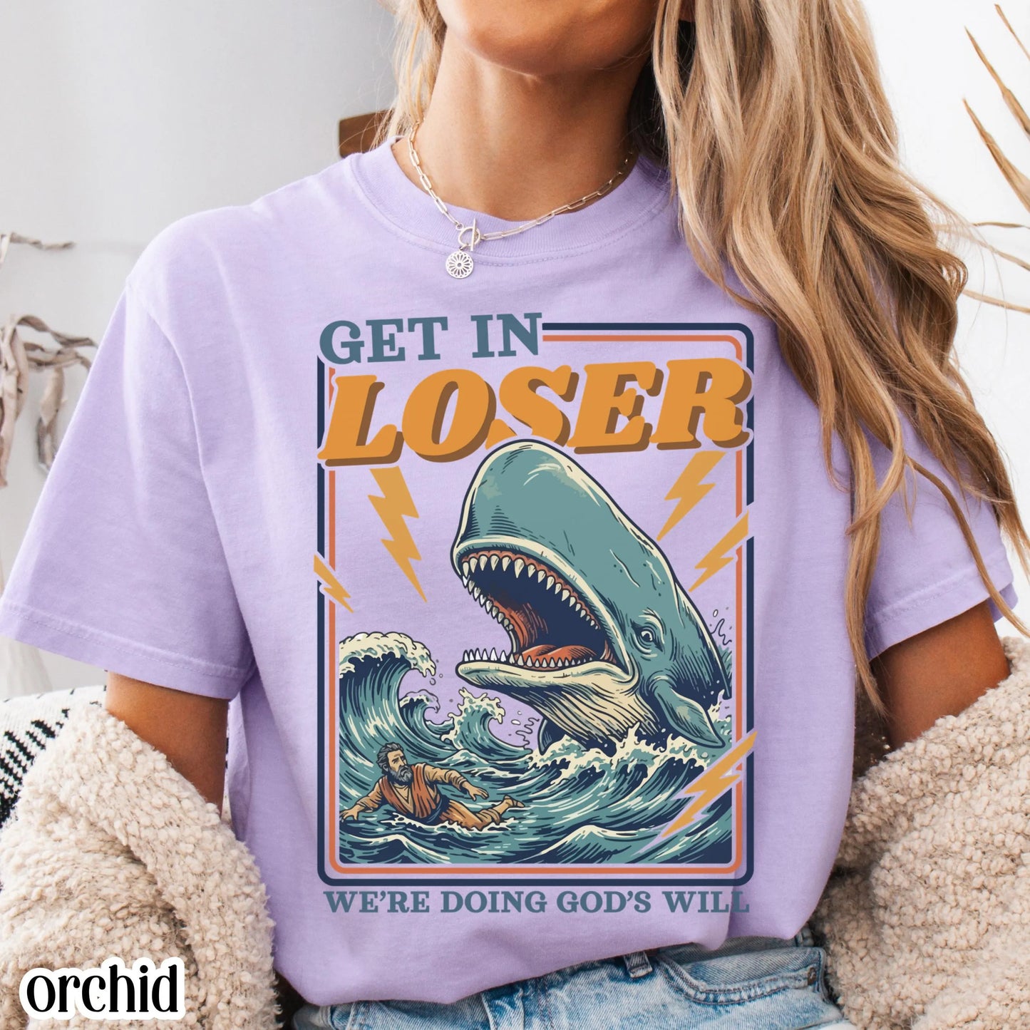 Funny Christian Comfort Colors Shirt Doing Gods Will Jonah and the Whale Tee Silly Faith Humor TShirt Religious Meme T-Shirt For Believer