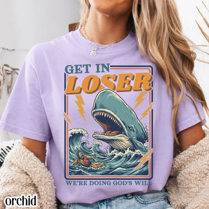 Funny Christian Comfort Colors Shirt Doing Gods Will Jonah and the Whale Tee Silly Faith Humor TShirt Religious Meme T-Shirt For Believer