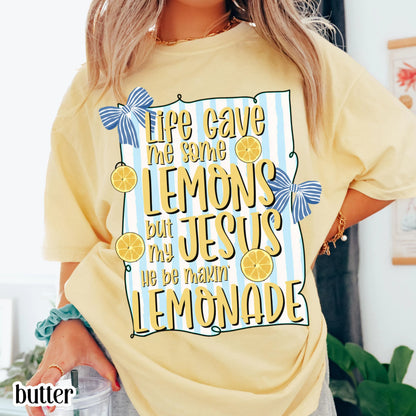 Christian Comfort Colors Shirt Life Gave Me Lemons Jesus Made Lemonade Inspirational Easter Spring Faith Tee Encouraging Beliver T-Shirt