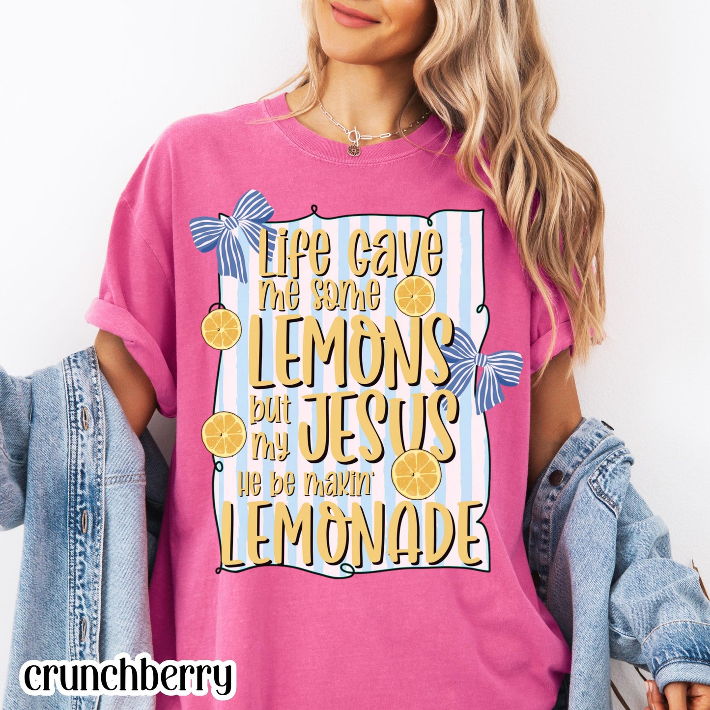 Christian Comfort Colors Shirt Life Gave Me Lemons Jesus Made Lemonade Inspirational Easter Spring Faith Tee Encouraging Beliver T-Shirt