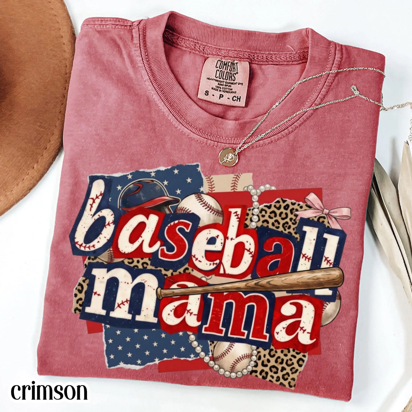 Baseball Mama Comfort Colors Shirt Patriotic Game Day Mom Tee Cute Sports Mom TShirt Baseball Season Fan Gift Trendy Baseball Mom T-Shirt