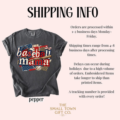 Baseball Mama Comfort Colors Shirt Patriotic Game Day Mom Tee Cute Sports Mom TShirt Baseball Season Fan Gift Trendy Baseball Mom T-Shirt