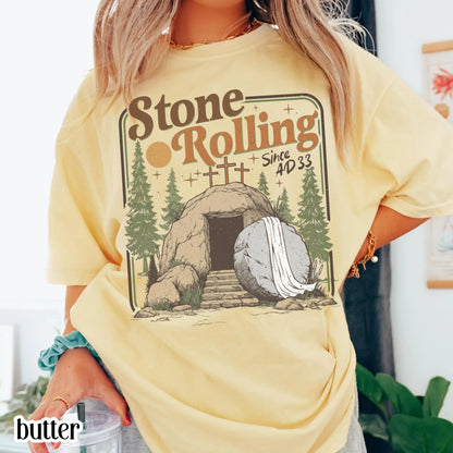 Comfort Colors Rolling Christian T-Shirt, Trendy Stones Easter Clothing, Jesus Christ Shirt, Gift For Christian, Faith-Based Graphic Tee