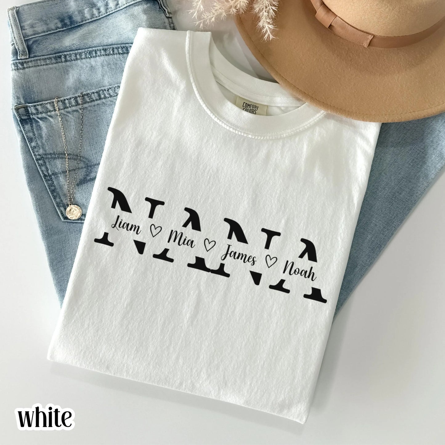 Custom Nana Comfort Colors Shirt with Grandkids Names Mothers Day Gift for Nana from Grandchildren Personalized Grandma Family T-Shirt Gift