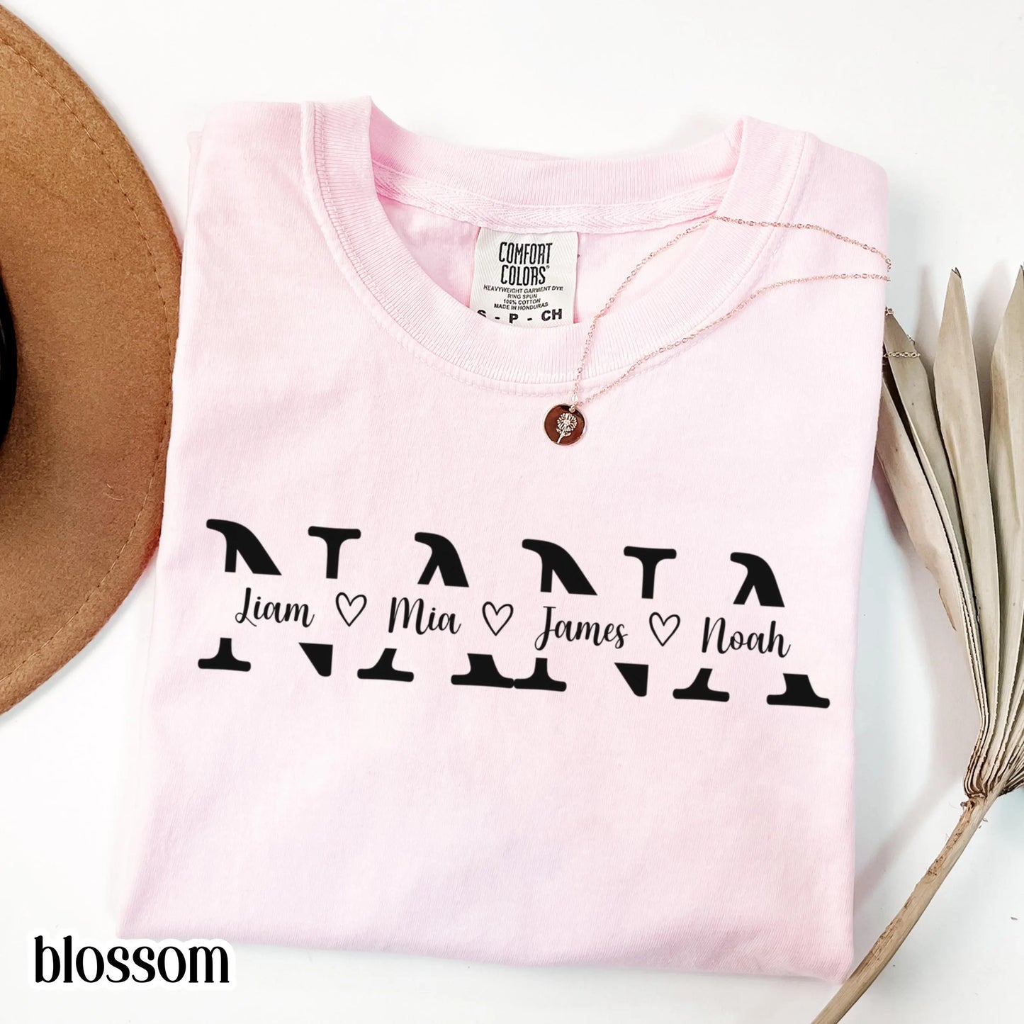 Custom Nana Comfort Colors Shirt with Grandkids Names Mothers Day Gift for Nana from Grandchildren Personalized Grandma Family T-Shirt Gift