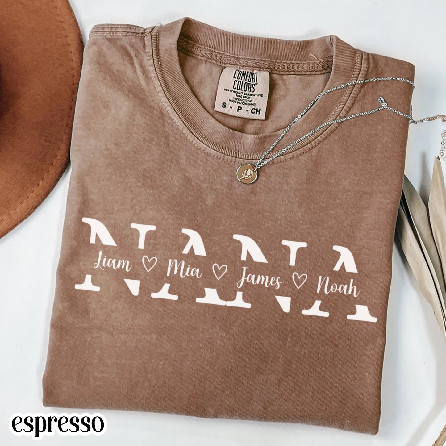 Custom Nana Comfort Colors Shirt with Grandkids Names Mothers Day Gift for Nana from Grandchildren Personalized Grandma Family T-Shirt Gift